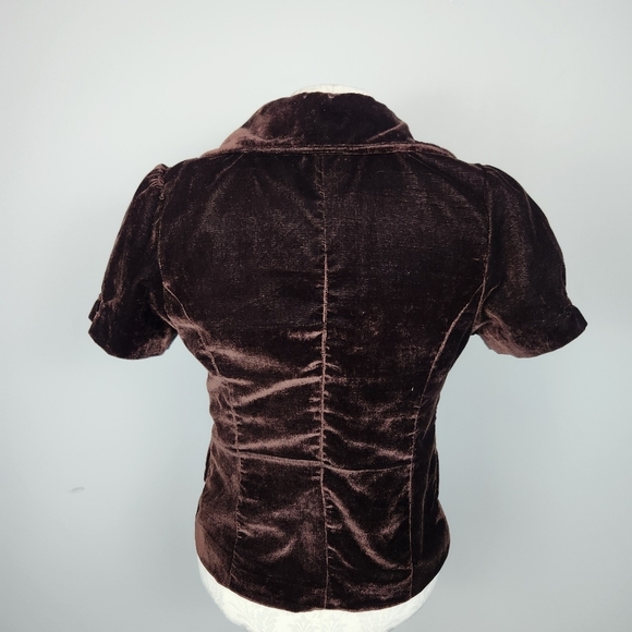 Alice Cullen Alternative Brown Velvet Y2K Short Sleeve Blazer Size M Twilight - Picture 6 of 12